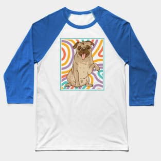 Cute and Colorful Portrait of a Pug Dog // Adorable Pug // Pug Mom KH Baseball T-Shirt
